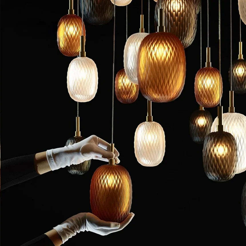 Geometric Stained Glass Ball Pendant Light -Homdiy