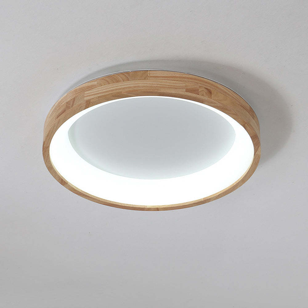 European Style Round Rubber Wood Flush Mounted Ceiling Light -Homdiy
