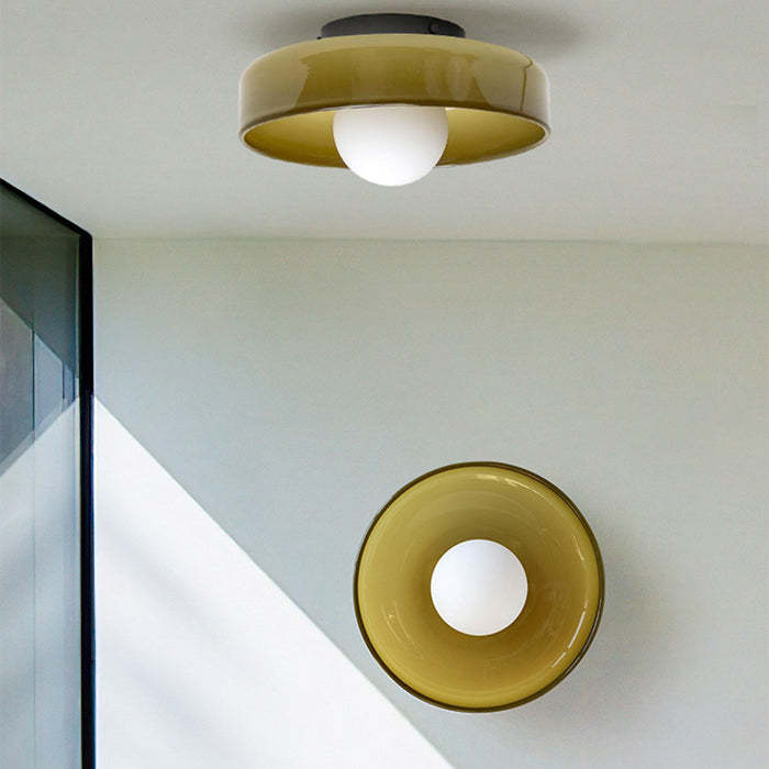 Modern Glass Semi Flush Mount Ceiling Light Fixture -Homdiy