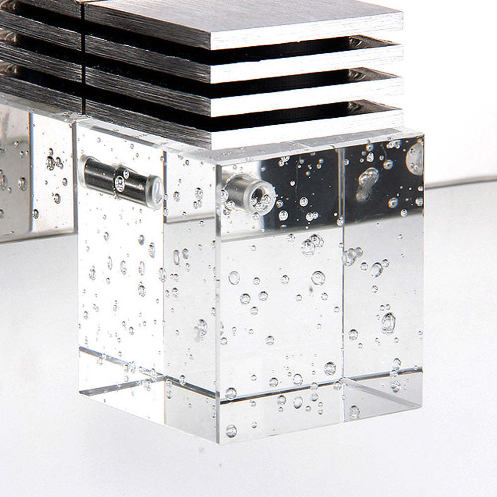 Crystal Block Silver Bathroom Vanity Wall Light -Homdiy