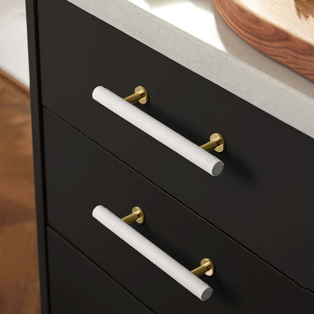 Leather Drawer Pulls Handles Wardrobe Dresser Knobs