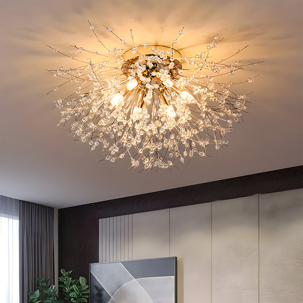 Modern Crystal Flush Mount Chandelier Ceiling Light
