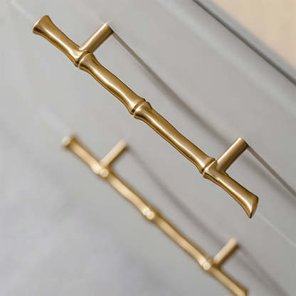 Bamboo Modern Brass Cabinet Handles
