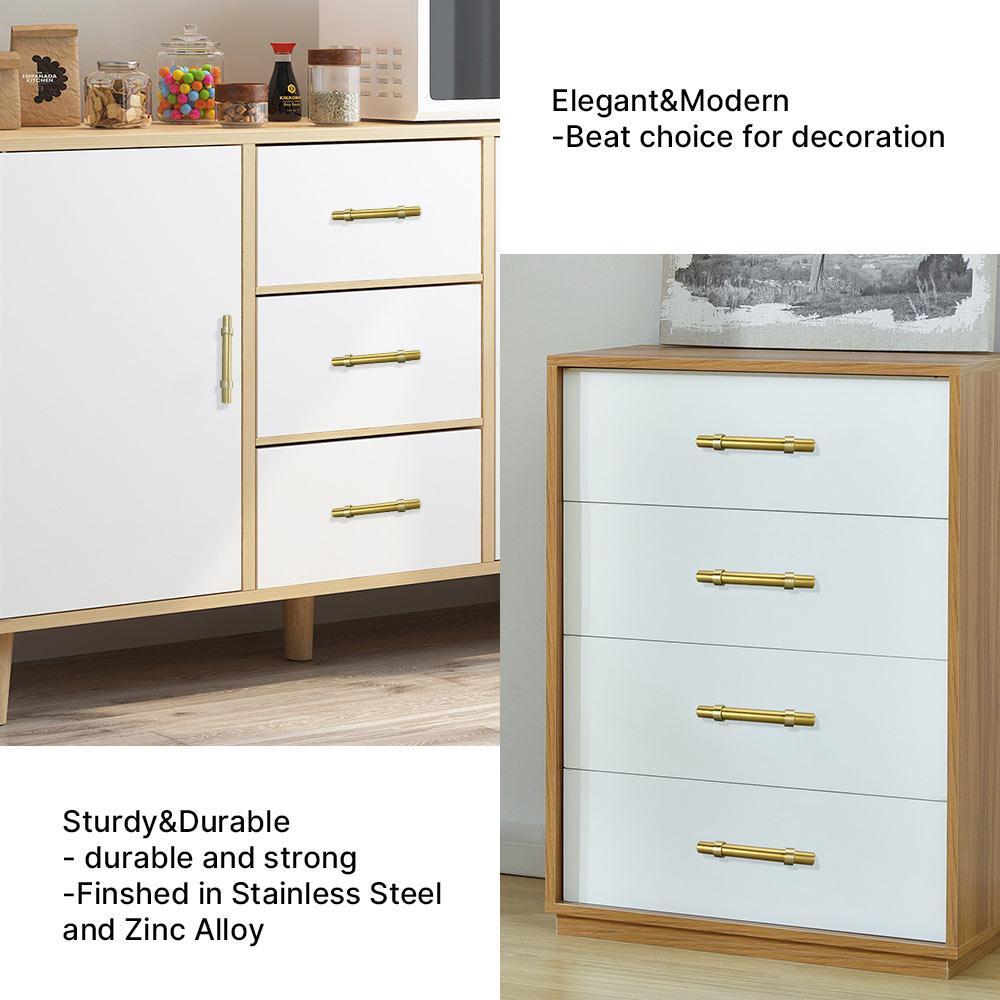 1 Pack Brushed Gold Cabinet Pulls Brushed Brass Drawer Pulls (LST16GD) -Homdiy