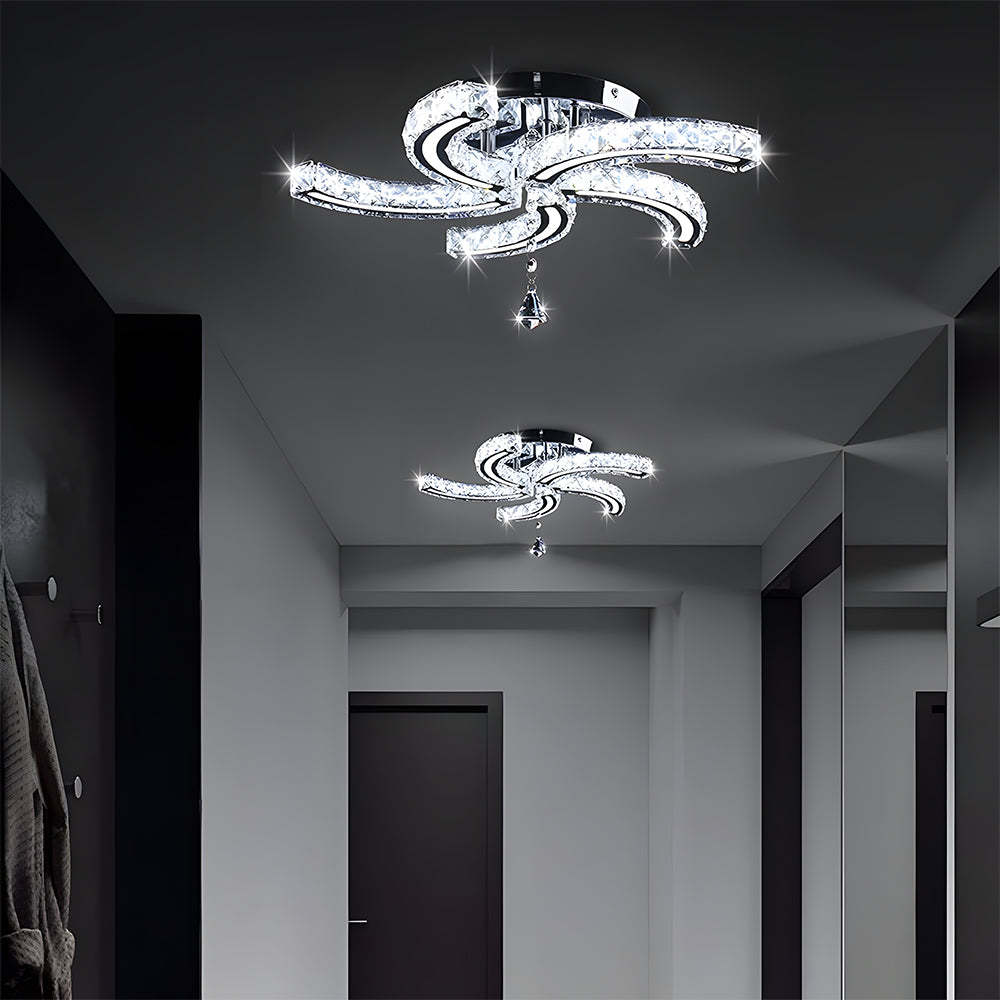 Crystal LED Ceiling Light 5 Arms Flush Mount Ceiling Light