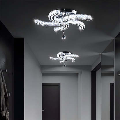 Crystal LED Ceiling Light 5 Arms Flush Mount Ceiling Light