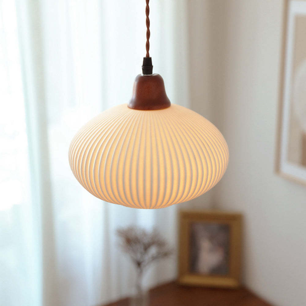 Farmhouse White Ceramic Pendant Light -Homdiy