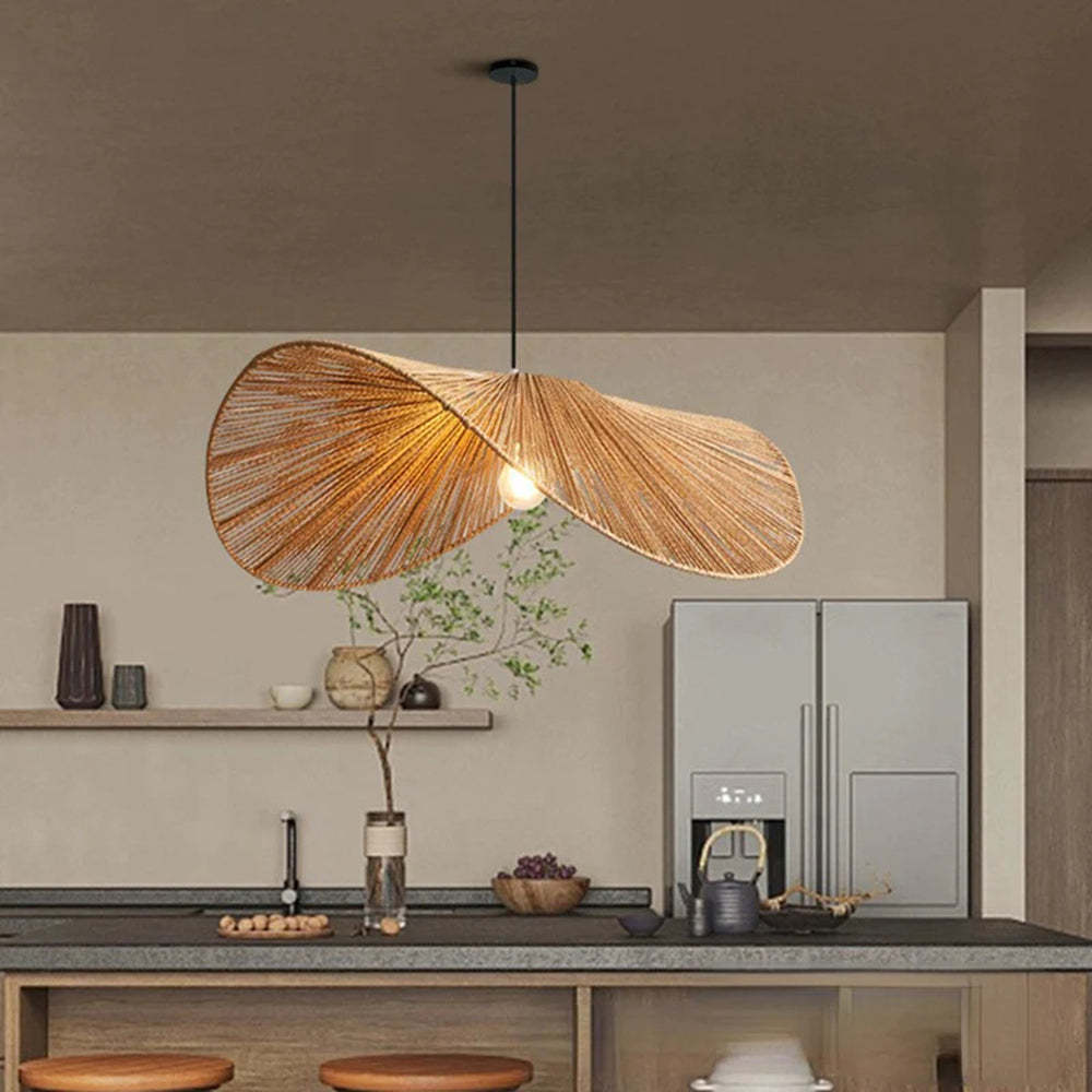 Retro Handwoven Wicker Rope Pendant Light Lampshade -Homdiy