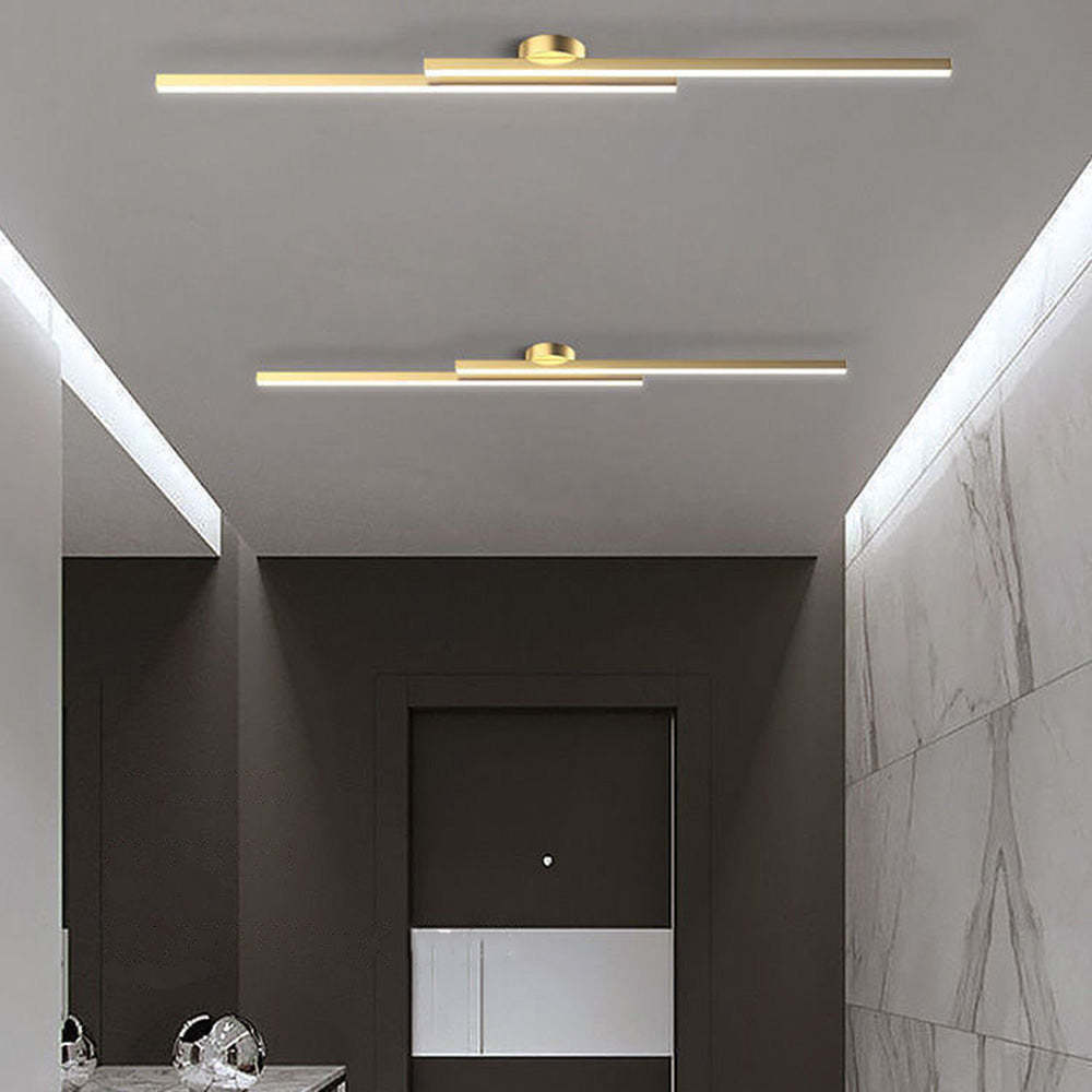 Modern Aluminium Long Strip Semi Flush Mount LED Ceiling Light For Living Room