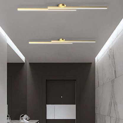 Modern Aluminium Long Strip Semi Flush Mount LED Ceiling Light For Living Room