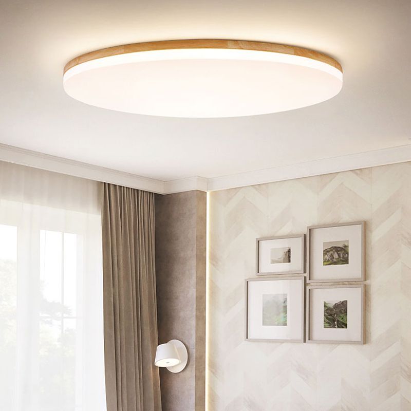 Round Wood Acrylic LED Bedroom Ceiling Lights