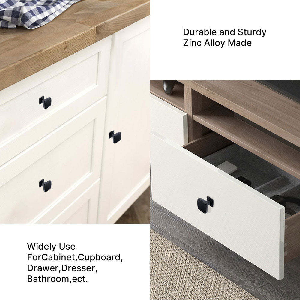 30 Pack Black Solid Square Drawer Knob Pulls For Bathroom(LS9016BK) -Homdiy