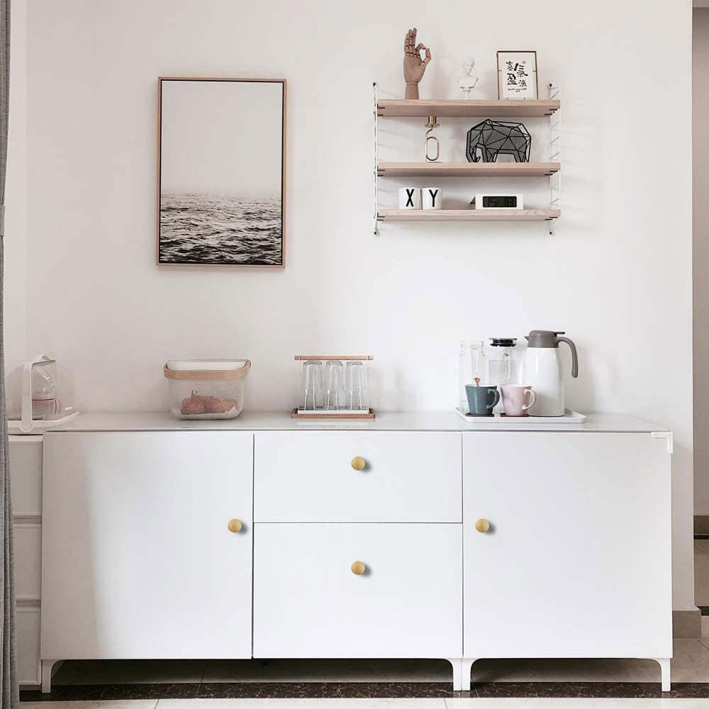 10 Pack Gold Round Kitchen Cabinet Knobs Solid Zinc Alloy Cupboard Door Knobs(LS9189BB) -Homdiy