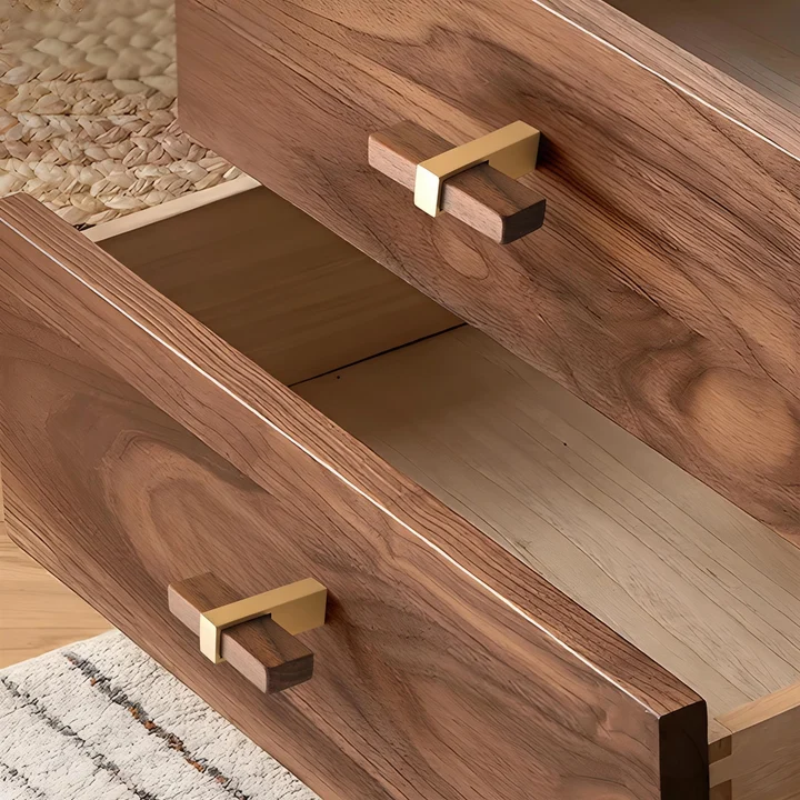 Square Wooden Brass Walnut Cabinet Handle Kitchen Drawer Pulls