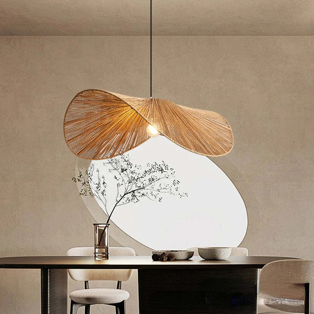 Retro Handwoven Wicker Rope Pendant Light Lampshade -Homdiy