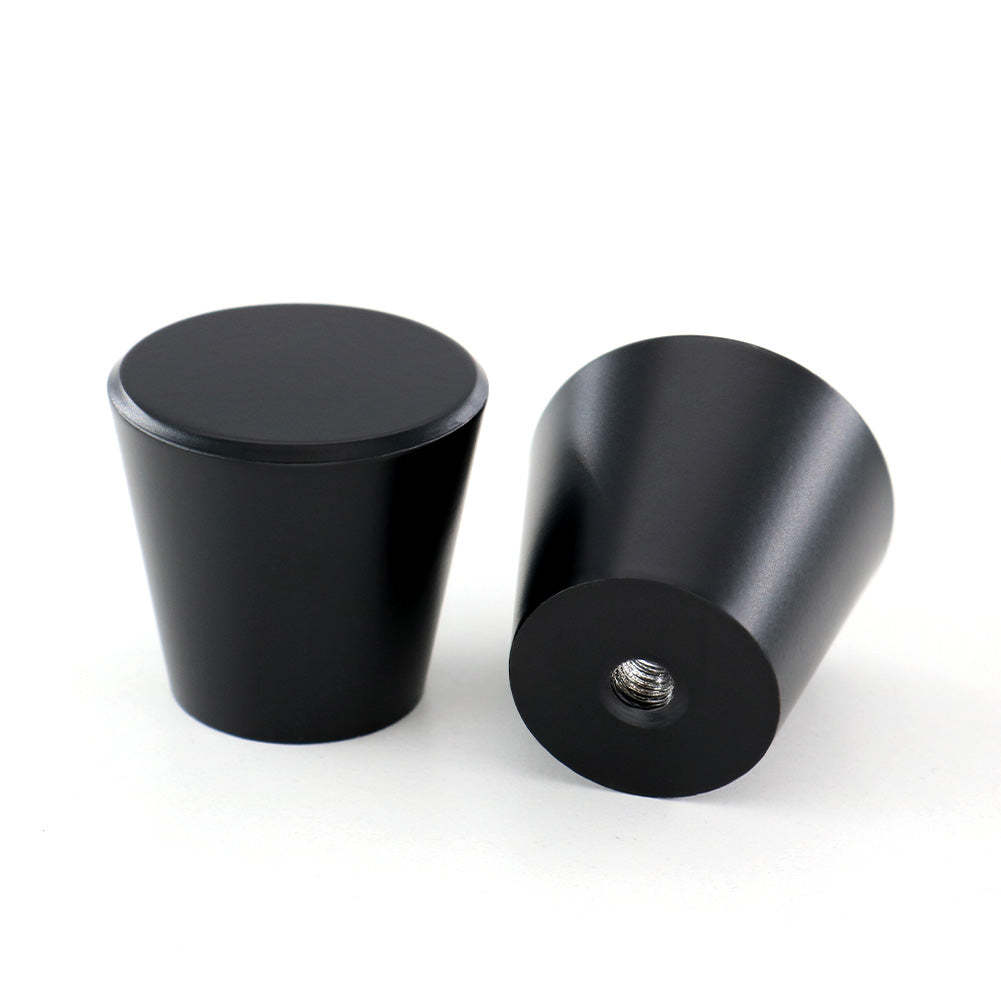 6 Pack Flat Black Cone Shape Drawer Knobs Solid, 1'' Diameter(LS745BK) -Homdiy