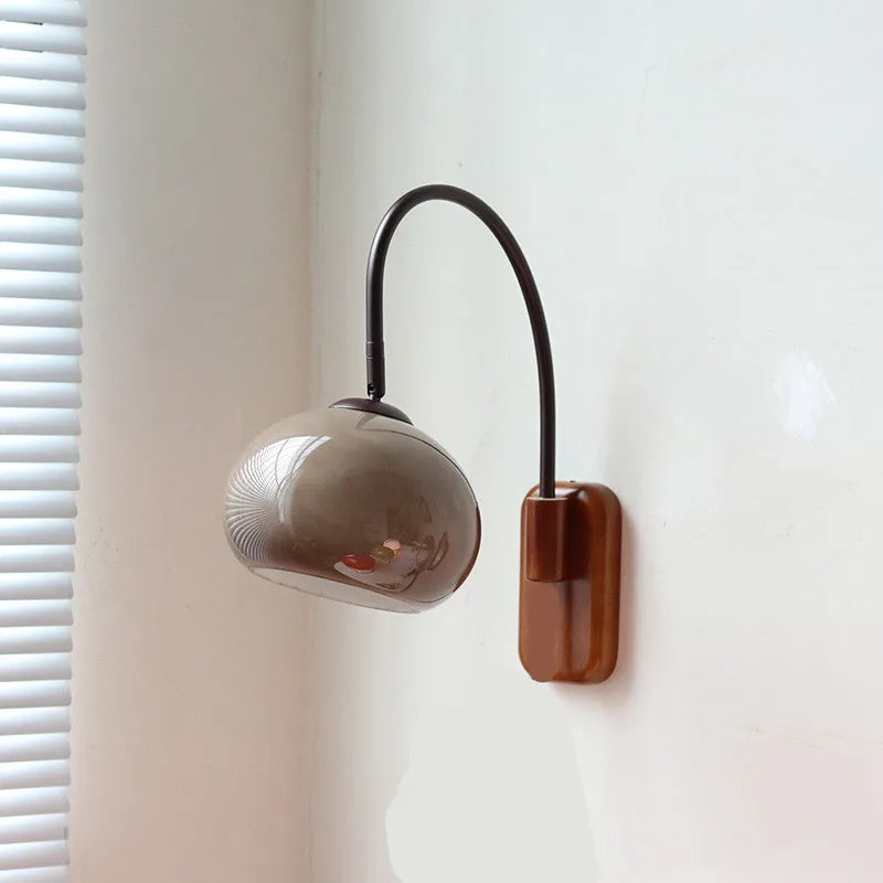 Mid Century Glass Grey Wall Sconce -Homdiy