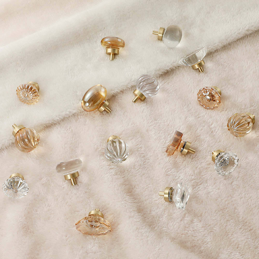 Modern Gold White Crystal Drawer Knobs Drop Handles -Homdiy