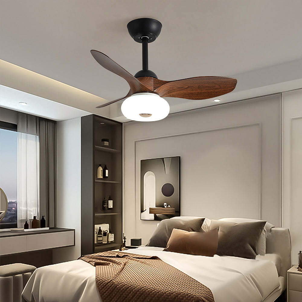 Nordic Simple Stylish Bedroom Flush Ceiling Fan With LED Light -Homdiy