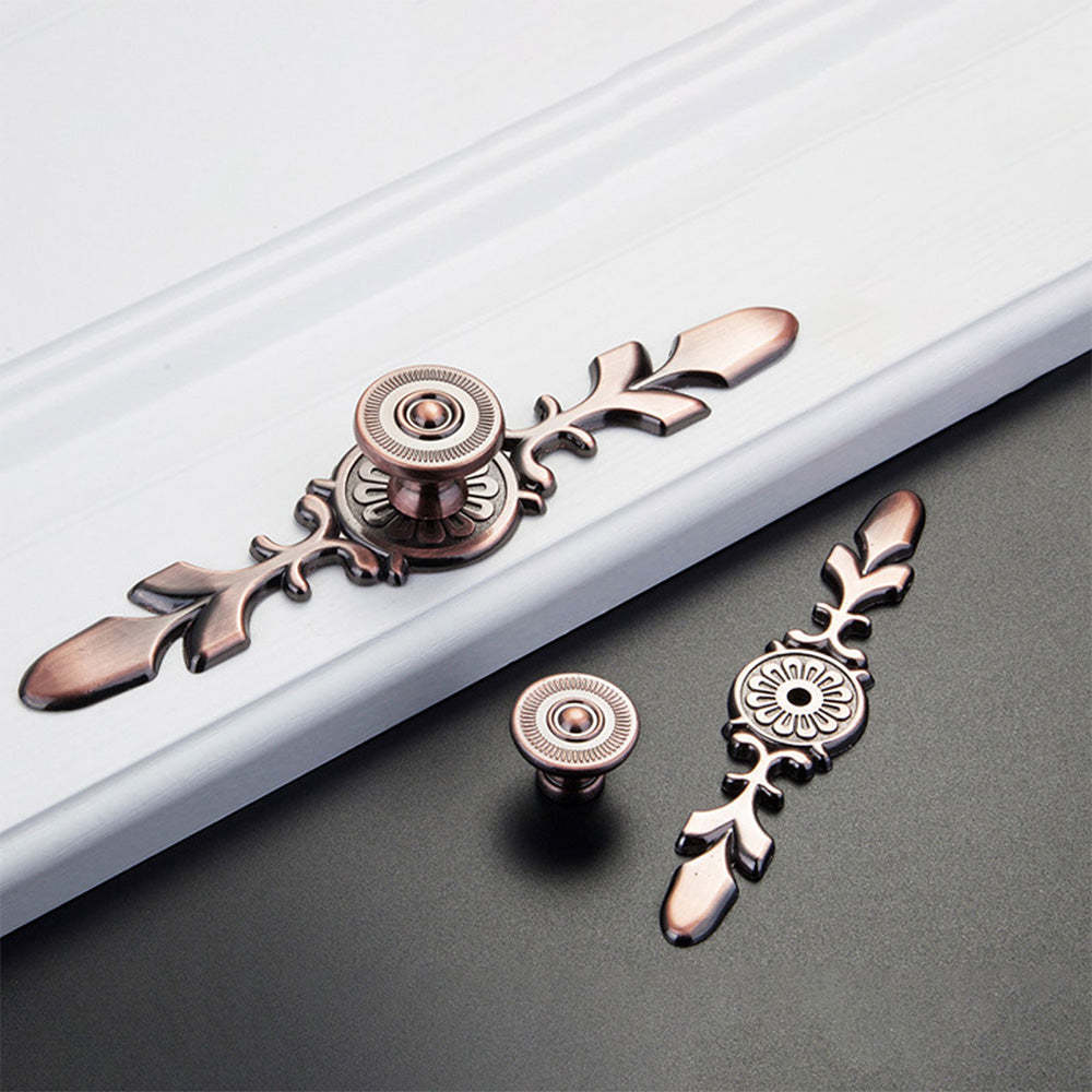 Modern Drawer Pulls Handles Cabinet Door Handle With Plate Flower -Homdiy