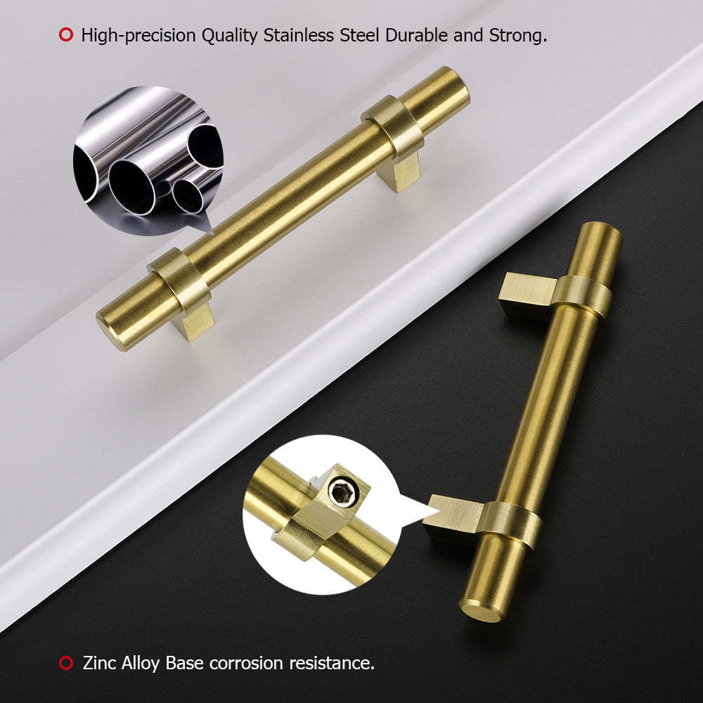 12 Pack Kitchen Cabinet Handles Brushed Gold Drawer Handles(LST16GD) -Homdiy