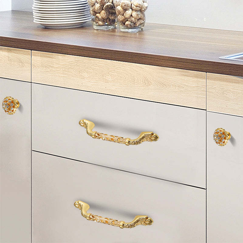 Luxury Hollow Brass Gold Dresser Pulls And Door Handles Modern Decor -Homdiy
