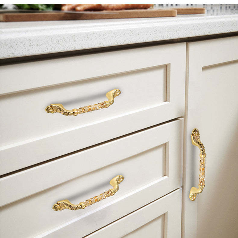 Luxury Hollow Brass Gold Dresser Pulls And Door Handles Modern Decor -Homdiy