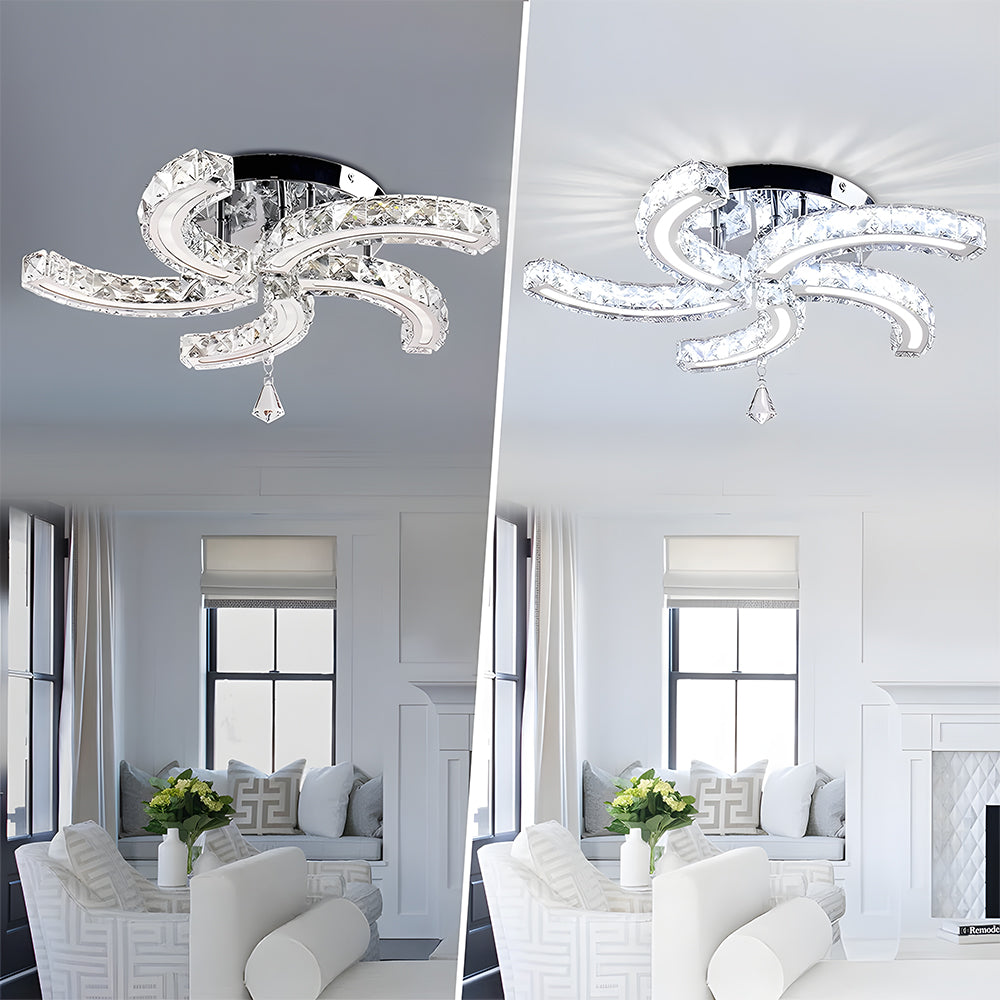 Crystal LED Ceiling Light 5 Arms Flush Mount Ceiling Light
