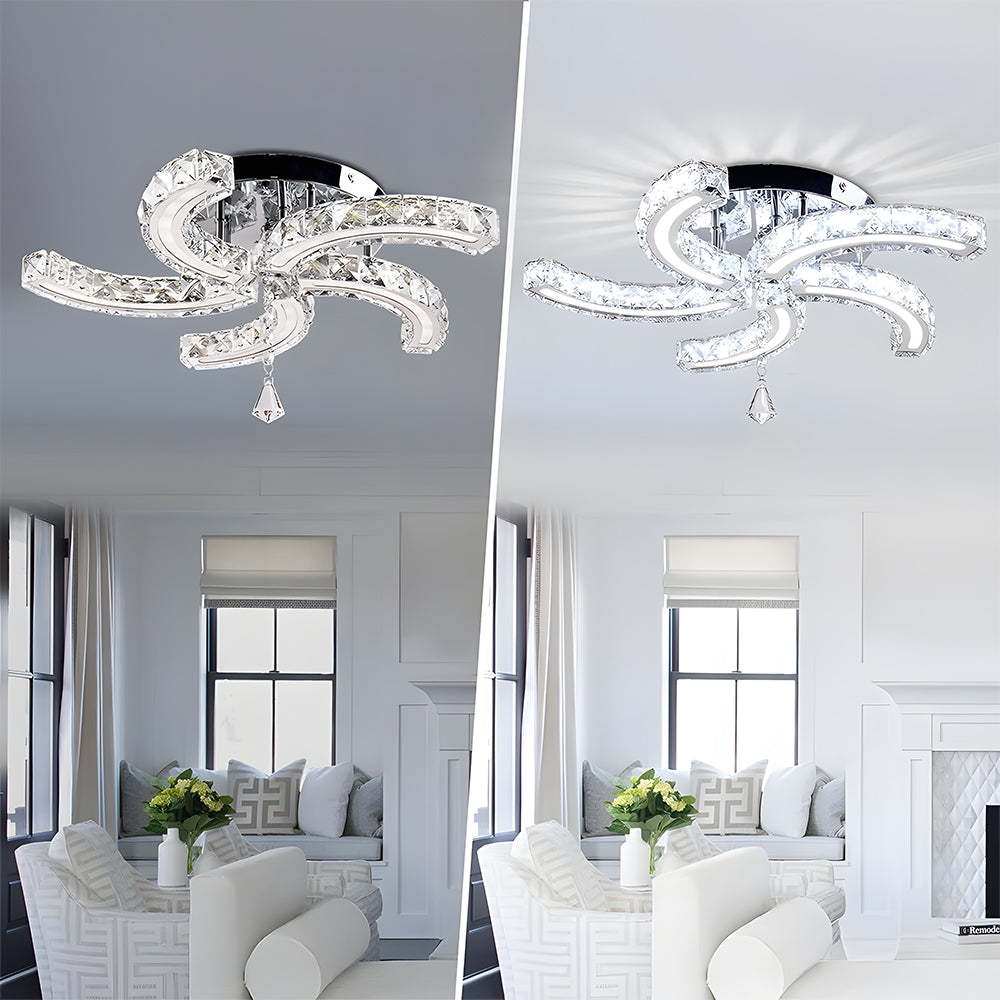 Crystal LED Ceiling Light 5 Arms Flush Mount Ceiling Light