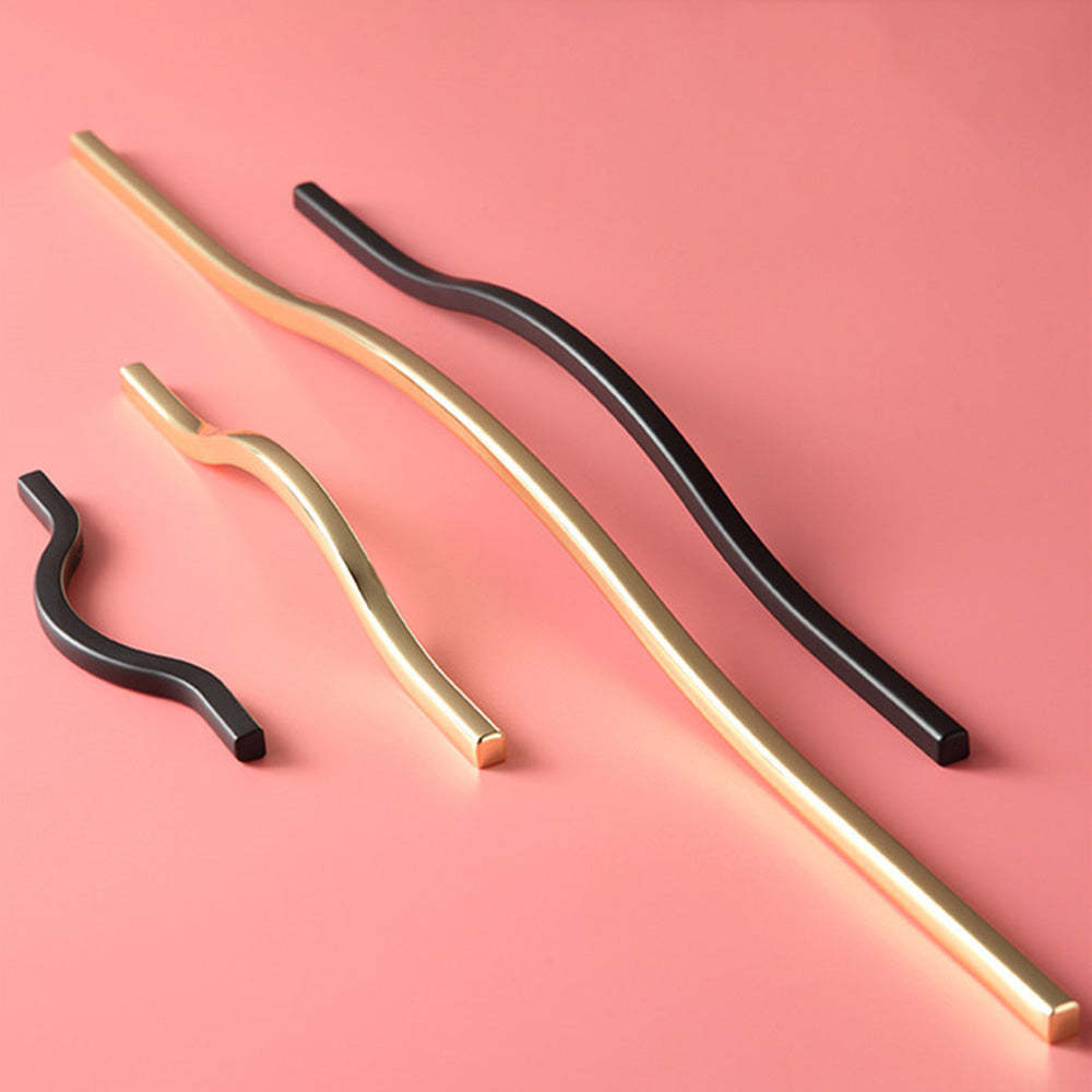 Modern Gold Black Curve Handles Cabinet Pulls -Homdiy