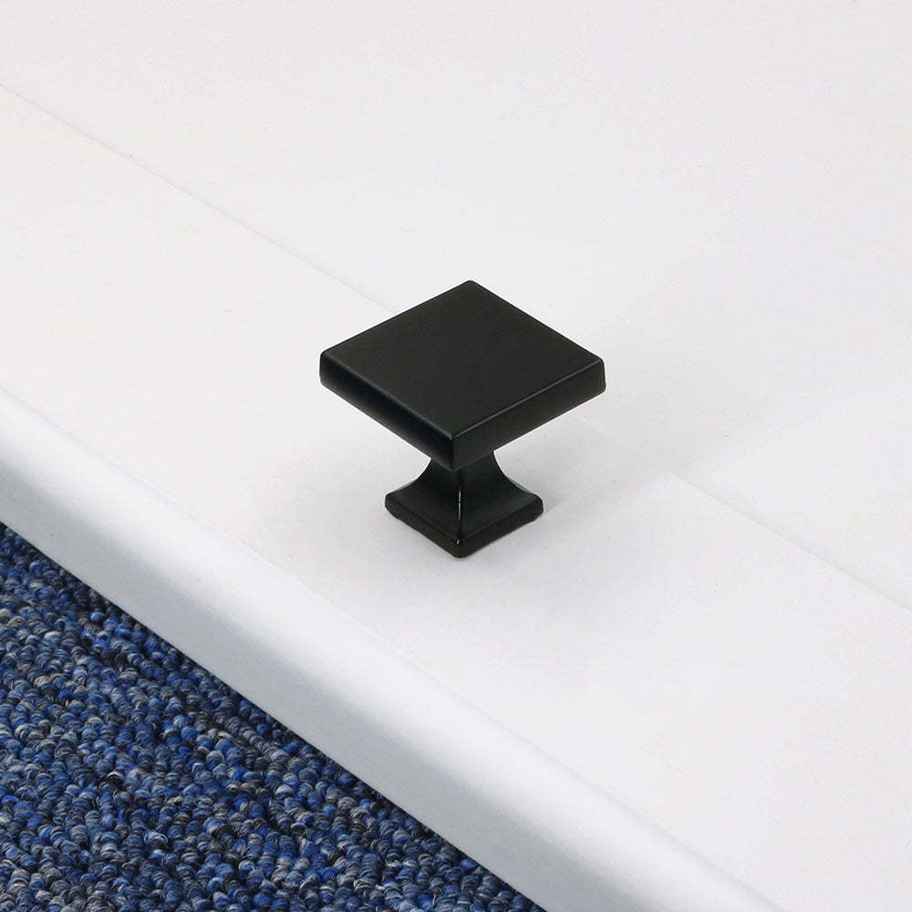 12 Pack Flat Black Square Kitchen Cabinet Knobs 1.1 inch Width(LS6785BK) -Homdiy