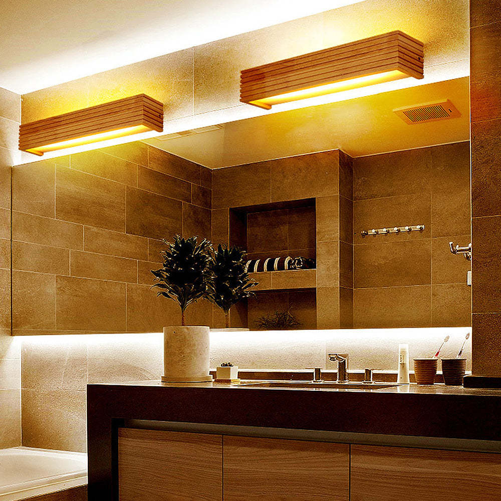 Nordic Wood Rustic LED Bathroom Vanity Wall Lighting -Homdiy
