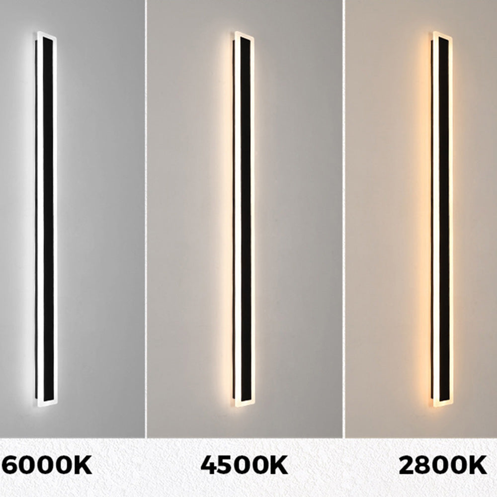 IP65 Modern Long Stripe Black Outdoor LED Porch Wall Lights
