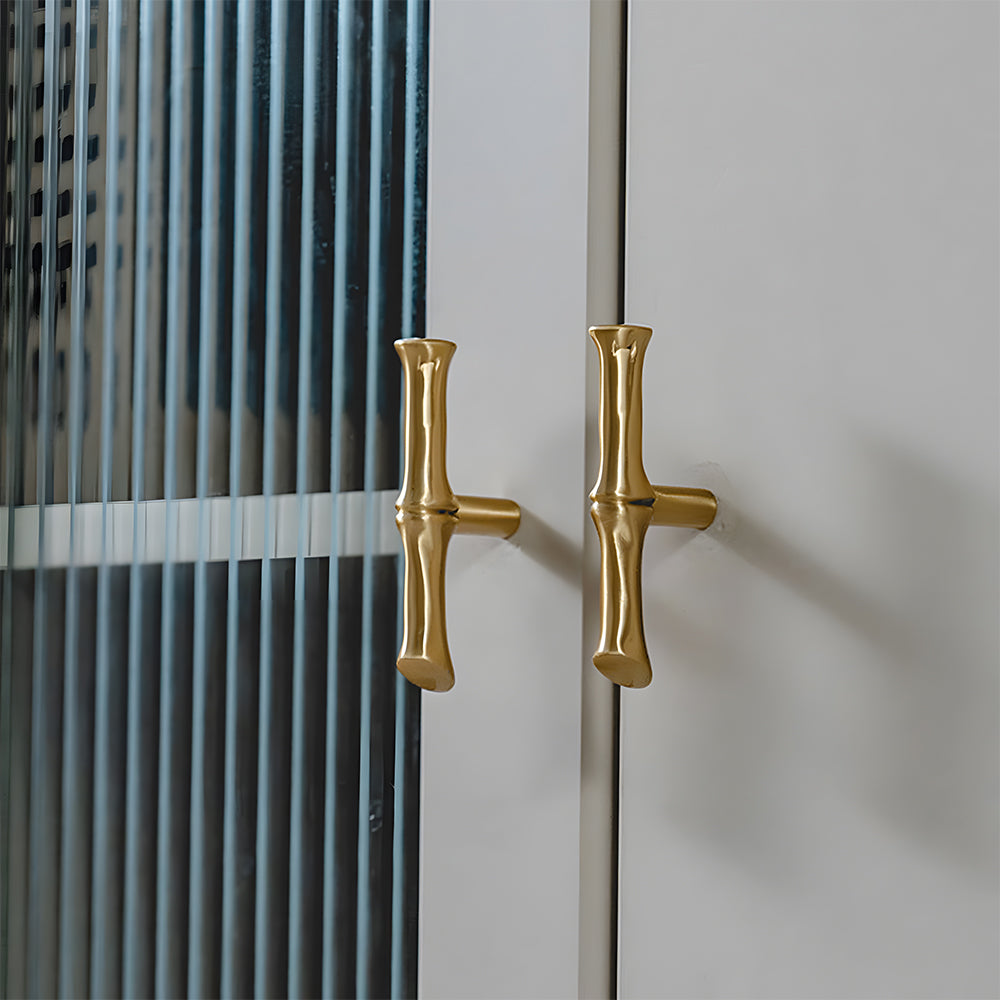 Bamboo Modern Brass Cabinet Handles