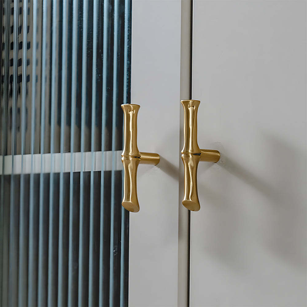 Bamboo Modern Brass Cabinet Handles