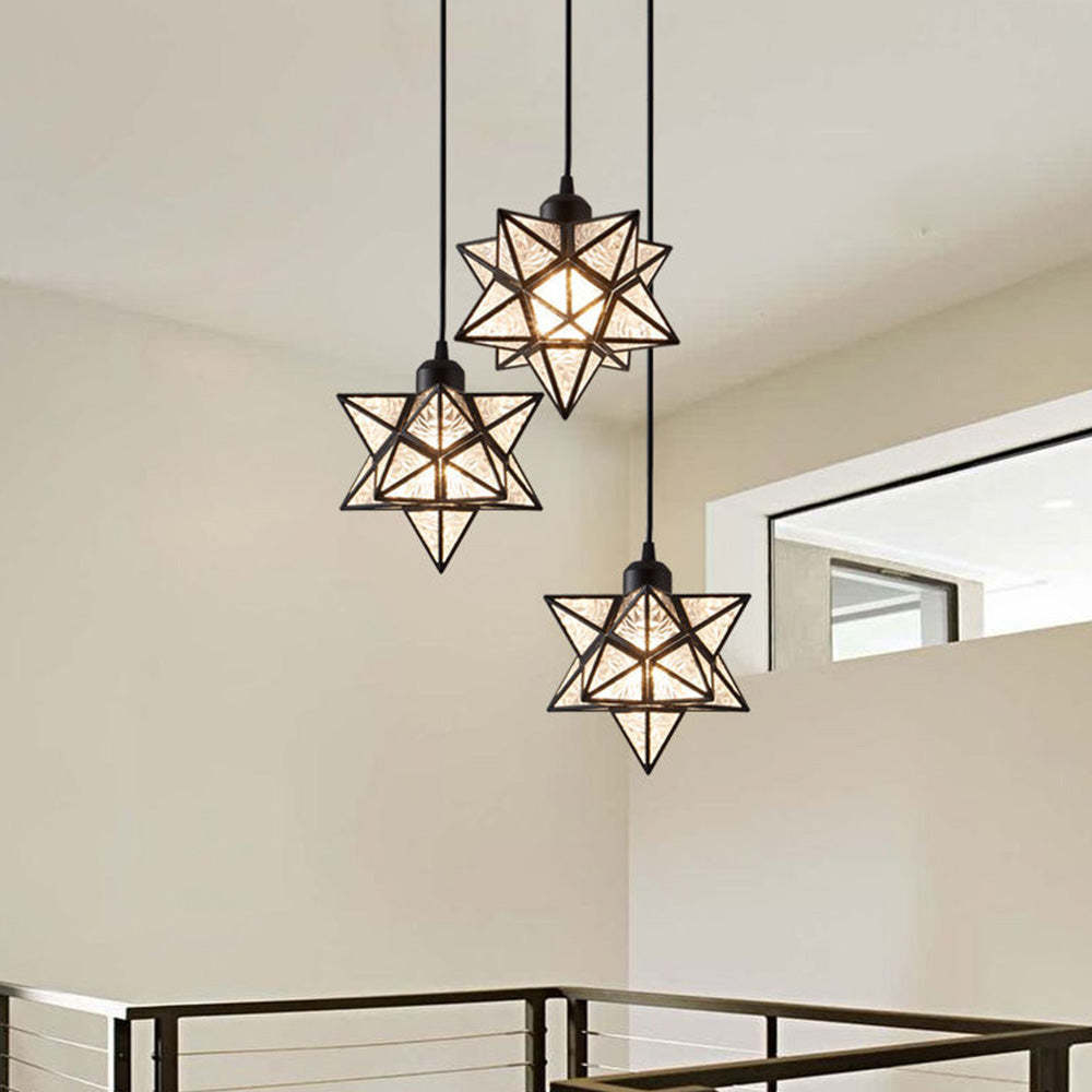 Art Deco Star Shape Glass Island Pedant Light -Homdiy