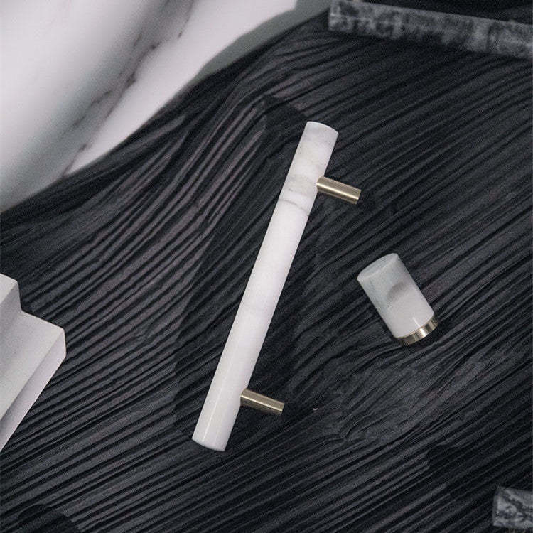 Modern Marble Brass Door Handle Wardrobe And Cabinet Pull -Homdiy