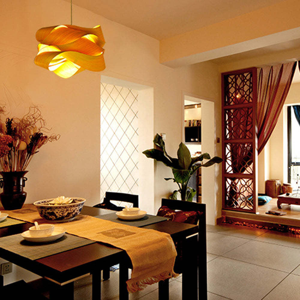 Modern Irregular Wood Pendant Light For Living Room -Homdiy