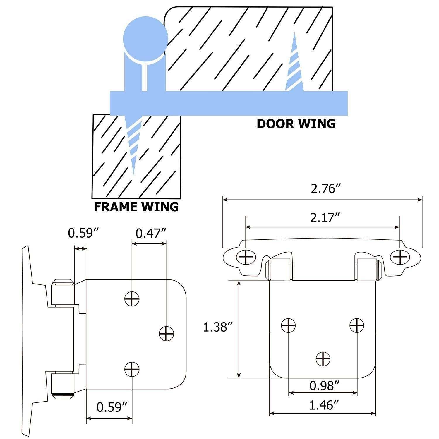 (5 pairs) Variable Overlay Brushed Hinges Face Mount (SCH30BB ) -Homdiy