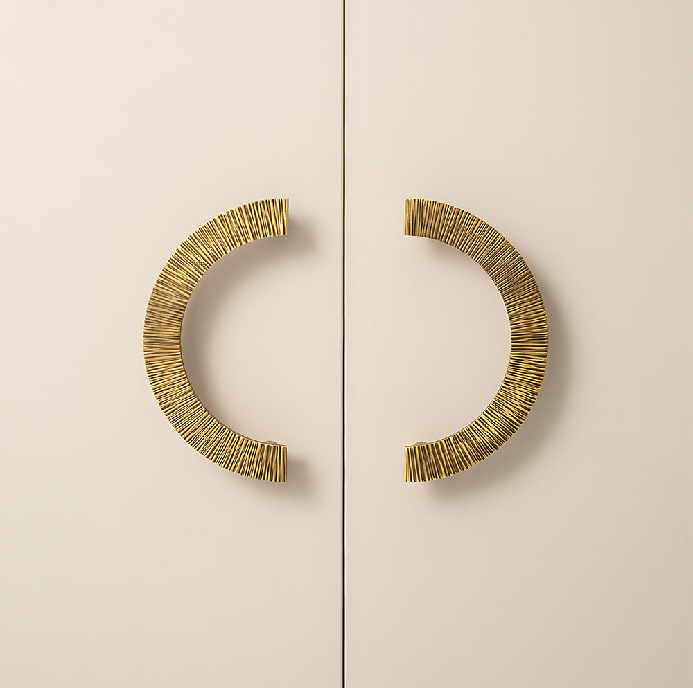 Retro Brass Semi-Circle Cabinet Handles Half-Moon Pulls | Goldenwarm
