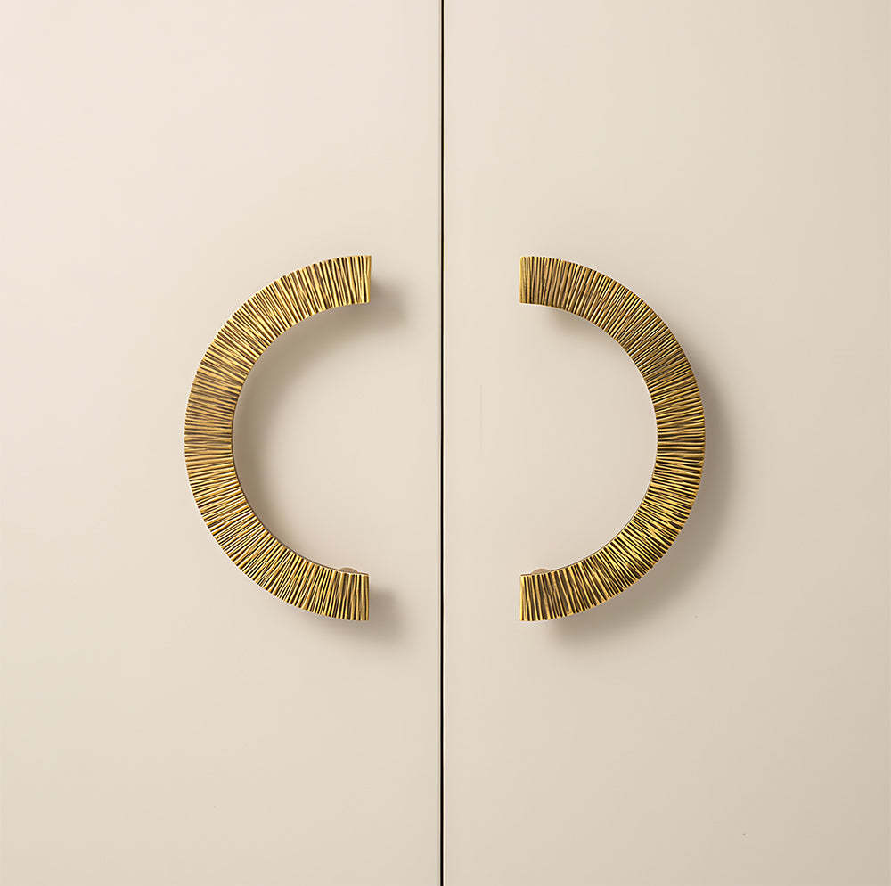 Retro Brass Semi-Circle Cabinet Handles Half-Moon Pulls | Goldenwarm