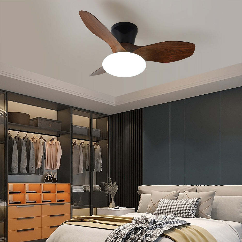 Nordic Simple Stylish Bedroom Flush Ceiling Fan With LED Light -Homdiy