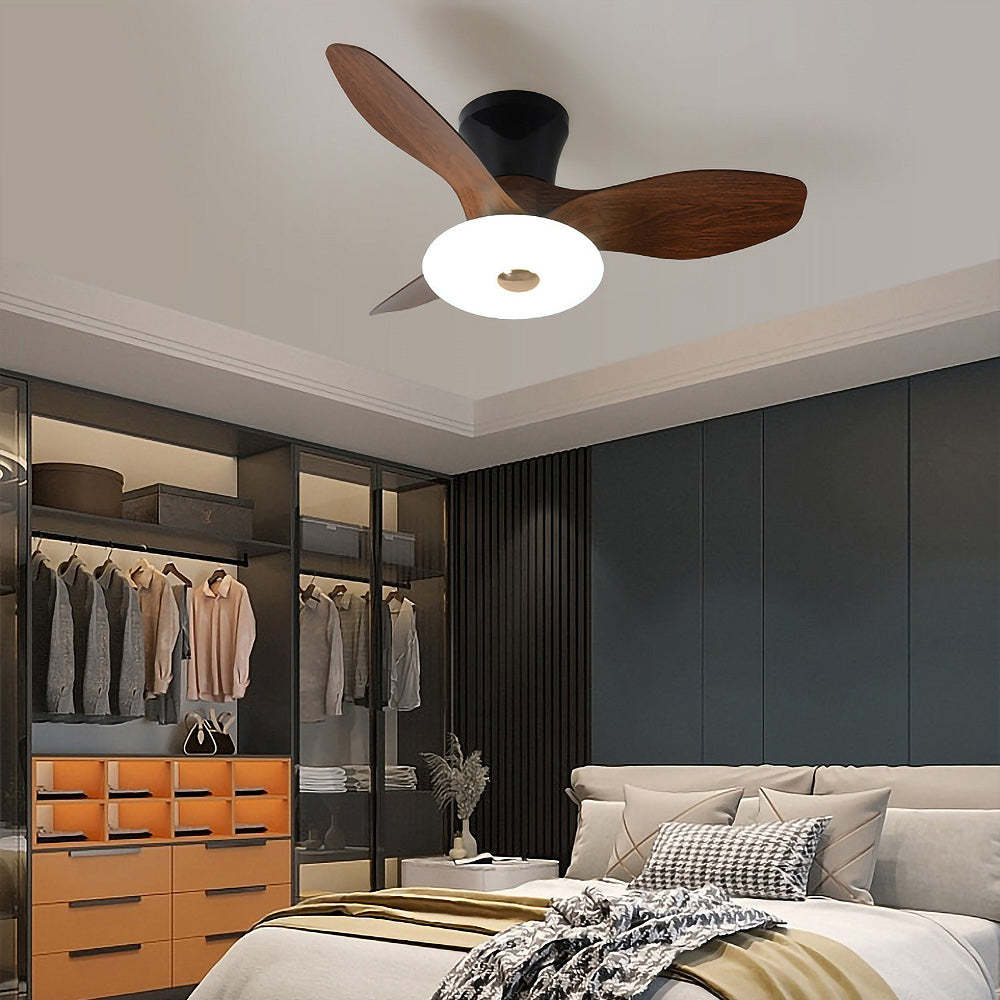 Nordic Simple Stylish Bedroom Flush Ceiling Fan With LED Light -Homdiy