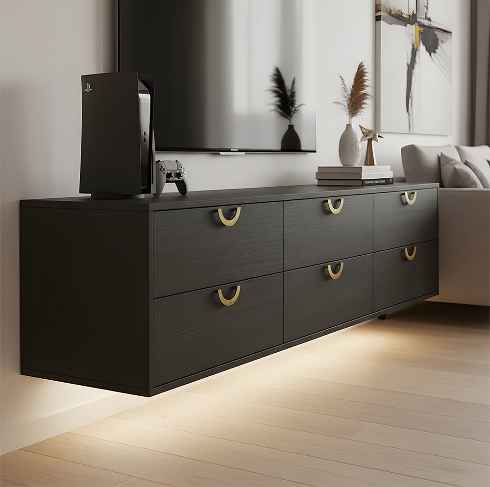 Retro Brass Semi Circle Textured Cabinet Handles