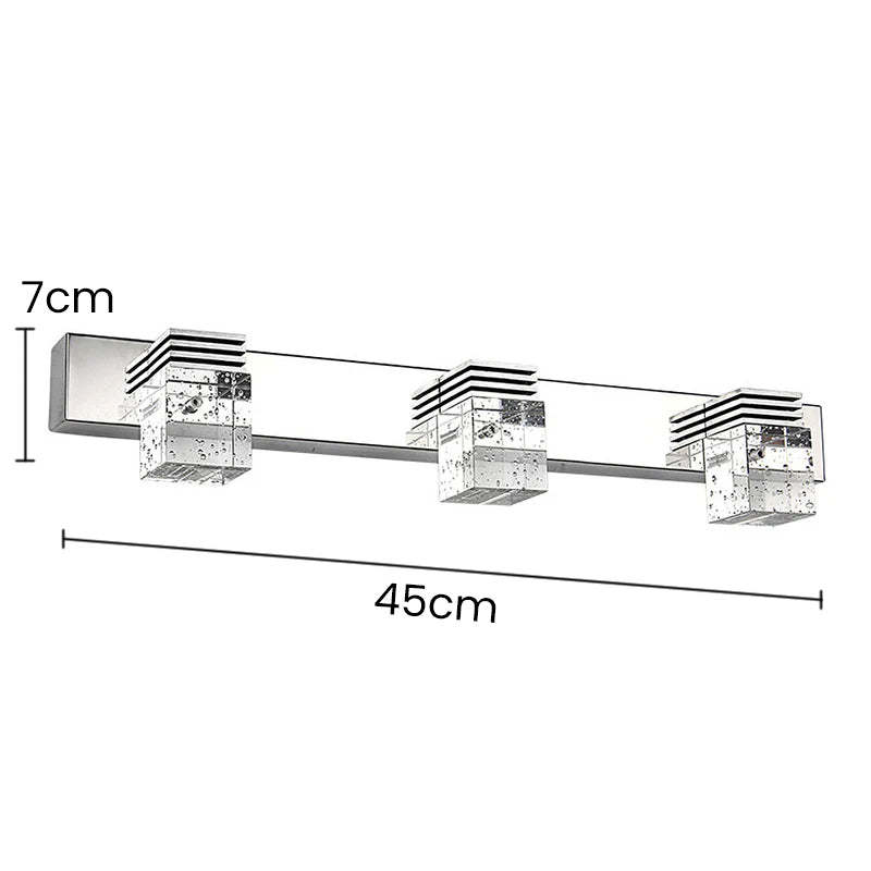 Crystal Block Silver Bathroom Vanity Wall Light -Homdiy