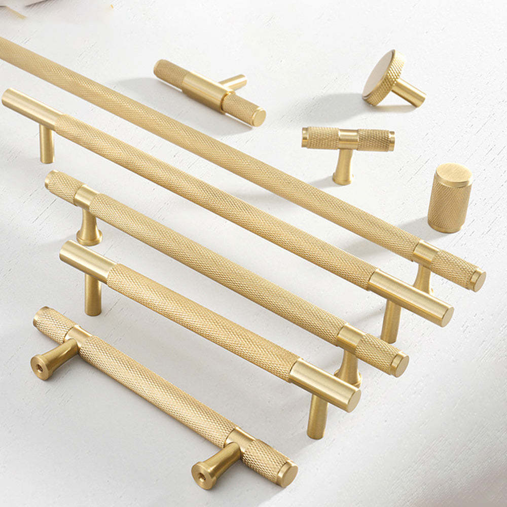 Cylinder Long Brass Drawer Handles Cabinet Pulls -Homdiy