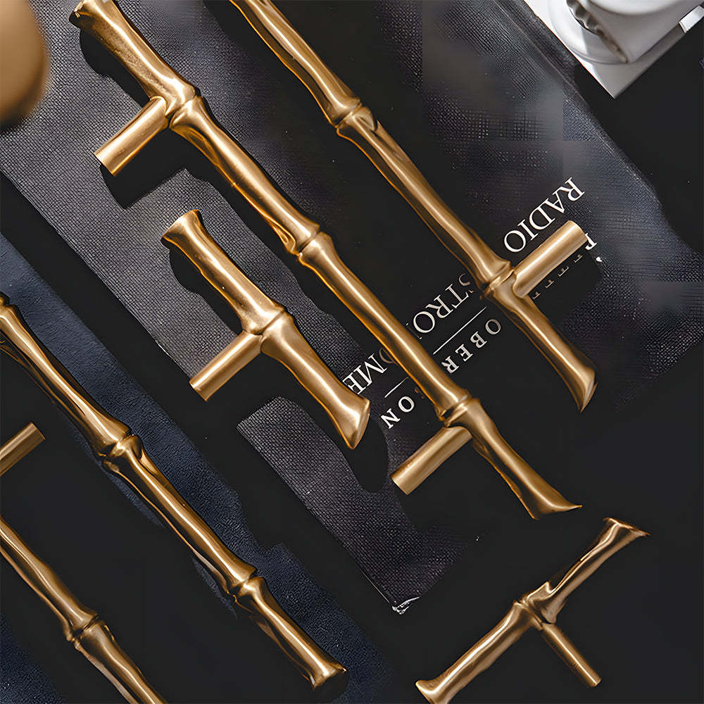 Bamboo Modern Brass Cabinet Handles