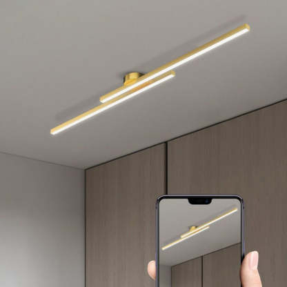 Modern Aluminium Long Strip Semi Flush Mount LED Ceiling Light For Living Room