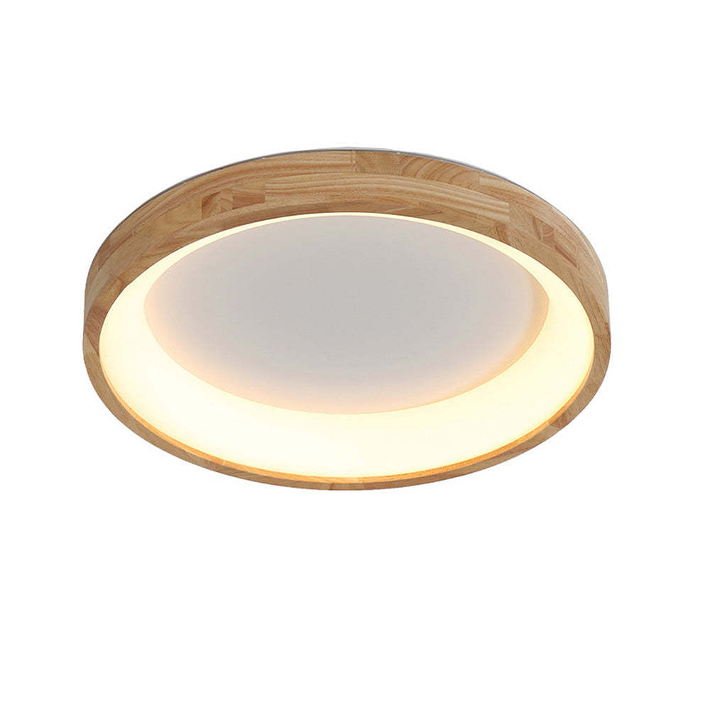 European Style Round Rubber Wood Flush Mounted Ceiling Light -Homdiy
