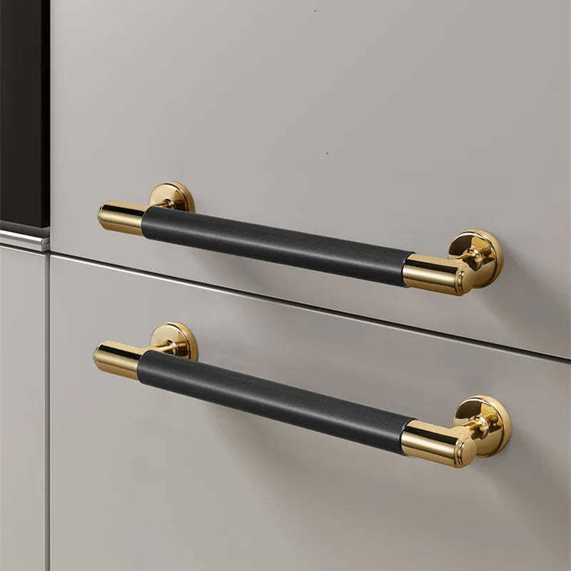 Two-Color Splicing Aluminum Alloy Gold Kitchen Cabinet Handles -Homdiy